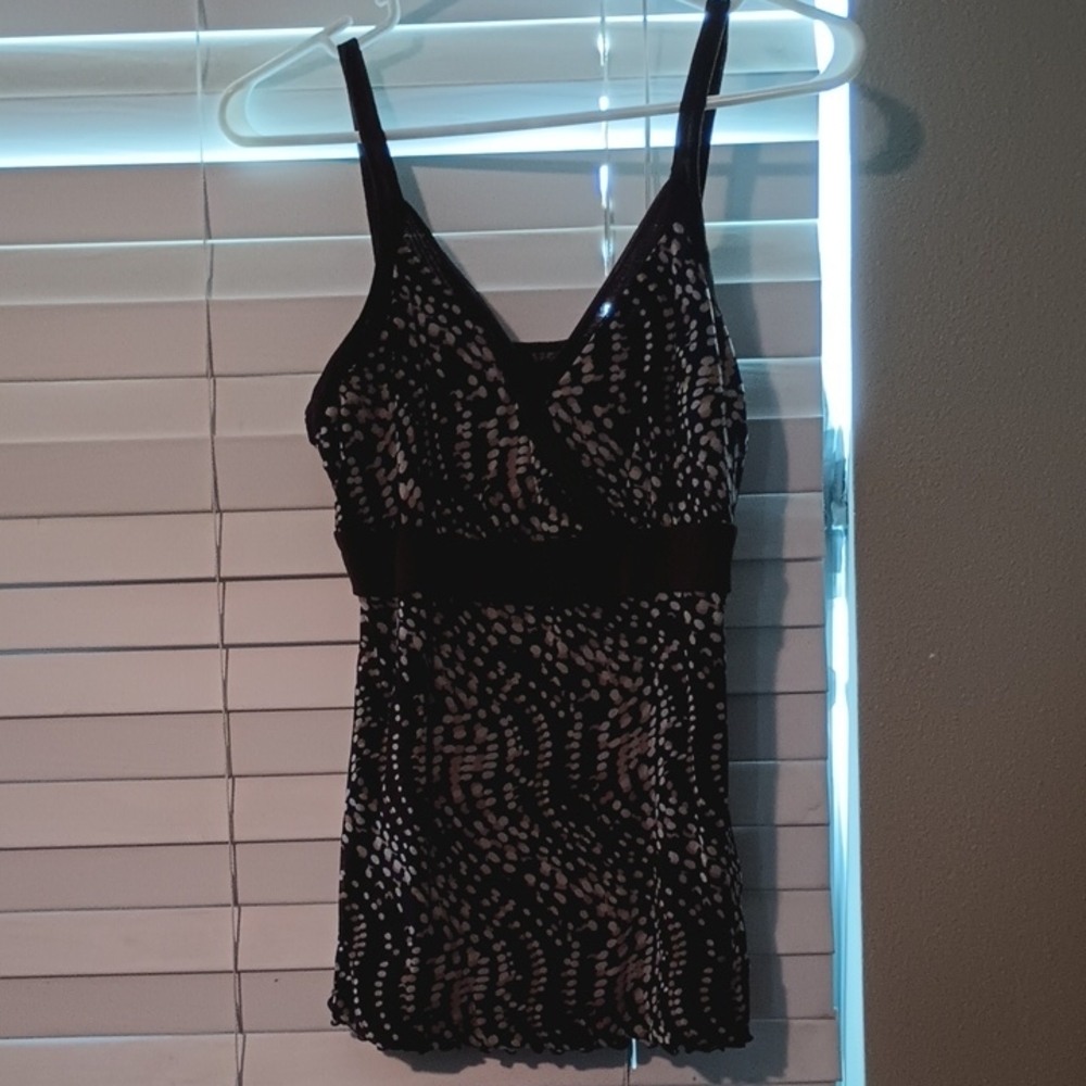 Brown And Cream Patterned Sleeveless Top from INC